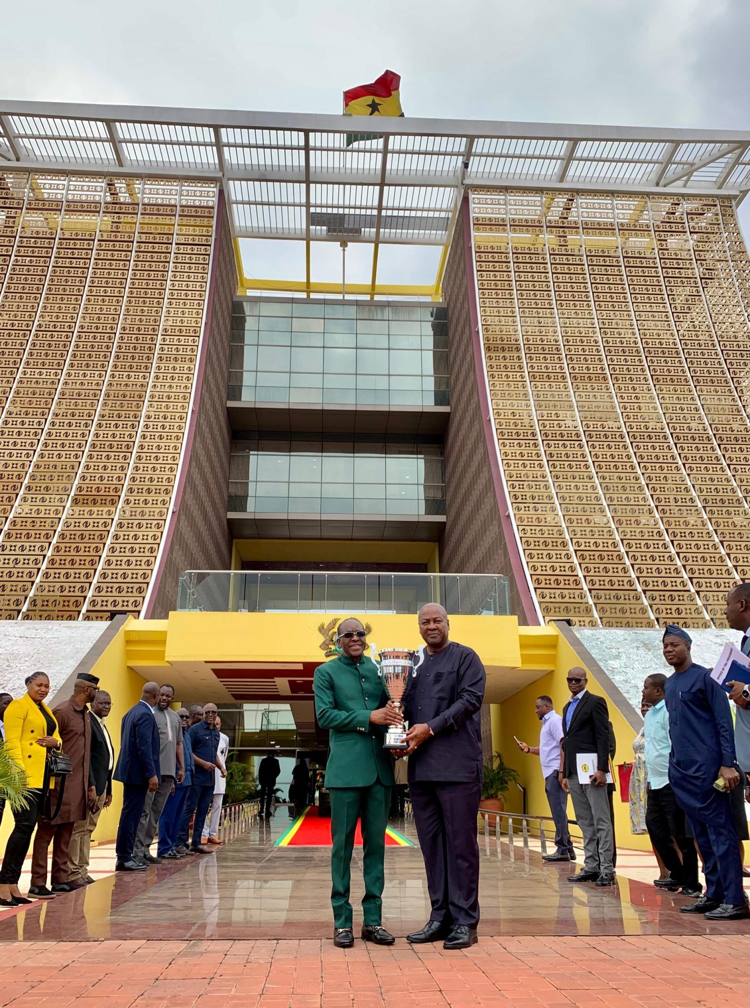 Bagbin Presents 2025 Democracy Cup to Mahama Ahead of Hearts–Olympics Clash