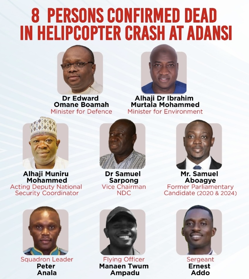 Ghana Armed Forces Investigate Fatal Helicopter Crash That Claimed Eight Lives